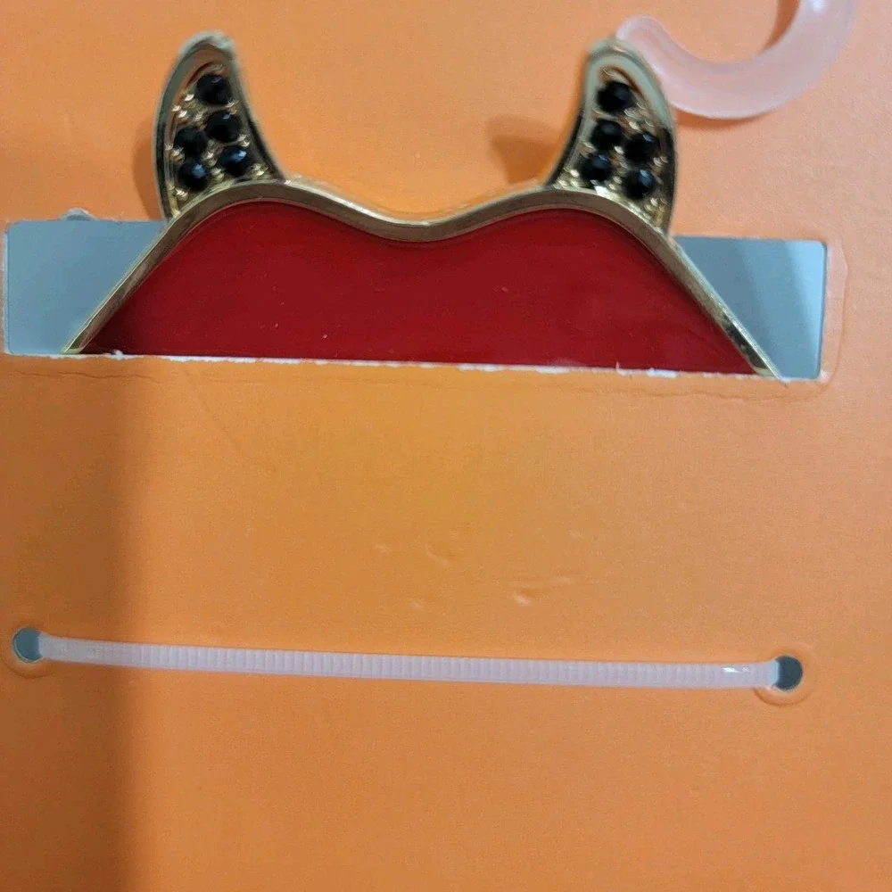 Piper K Halloween Vampire Fangs Red Lips‎ Bling Rhinestones Gold Hair Claw Clip